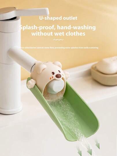 1 Đầu nối vòi nước hoạt hình - Đầu nối vòi nước bằng silicon đa năng có thiết kế chống bắn, đầu nối hình động vật dễ thương giúp rửa tay dễ dàng, dụng cụ hỗ trợ vệ sinh cho trẻ mới biết đi