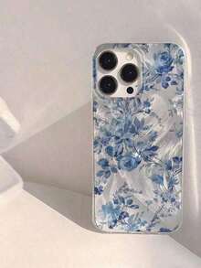 2pc Shiny Blue Peony Flower Pattern Waterproof Anti-Fall Anti-Slip Soft Phone Case Cover Compatible With Apple 17/16/16Pro/16Pro Max/16PlusFOR-YOUR-BELOVED-PHONE Christmas Gifts Christmas Gifts - Mẫu 1 (1 cái) - Xem 1