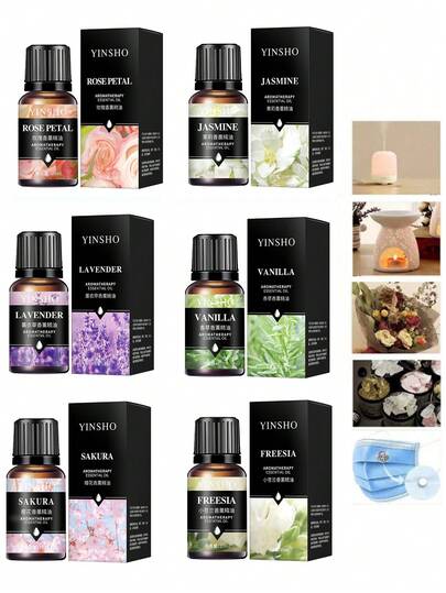 9 pezzi Set di oli essenziali per aromaterapia, 8 pezzi Confezione regalo di oli essenziali per aromaterapia, 6 pezzi/4 pezzi/1 pezzo Oli essenziali per aromaterapia, Combinazione di oli essenziali per aromaterapia, 10ml Oli essenziali per aromaterapia con profumi come rosa, lavanda, gelsomino, vaniglia, oceano, adatti per diffusori di aromaterapia, candele, bruciatori, pietre, umidificatori, diffusori per auto, ricariche per profumazione della casa