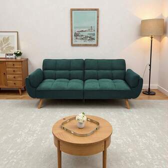 Convertible Futon Sofa Bed,75''Linen Futon Couch, Comfy Sleeper Sofa With Adjustable Backrests,Couch Bed For Living Room, Bedroom, Apartment