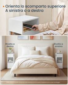 SONGMICS HOME Comodini Sottili, Toolless Montaggio Super Veloce Senza Attrezzi, Set di 2 Tavolini con 2 Scomparti Aperti e 1 Cassetto, per Camera da Letto, 30 x 25 x 59,4 cm, Bianco Neve - Bianco - Visualizzare 4