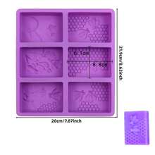 1-Piece 6-Cavity Honeycomb Bee Silicone Mold For Essential Oil Soap – With Heat-Resistant & Easy Release Properties, DIY Handmade Soap Making - Purple - View 14