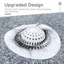 Reusable Flexible Shower Drain Cover With Hair Catcher - Portable & Durable Bath Drain Guard For Hotel, Cottage, Farmhouse Bathrooms - Enhanced Drain Strainer For Easy Cleaning & Clog Prevention (1-Pack) - White - View 2
