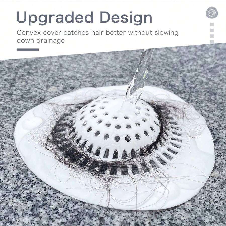 Reusable Flexible Shower Drain Cover With Hair Catcher - Portable & Durable Bath Drain Guard For Hotel, Cottage, Farmhouse Bathrooms - Enhanced Drain Strainer For Easy Cleaning & Clog Prevention (1-Pack)