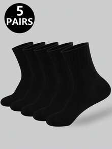 6双/12双/18双/30双/40双装黑白加厚男士冬季袜子，时尚休闲舒适，防臭，适合户外运动、跑步、健身，压缩膝袜，商务休闲度假黑白中筒袜，秋季款