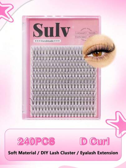 Sulv 240pcs Lash Clusters 6mm/8mm/9mm/10mm/11mm/12mm/13mm/14mm/15mm/16mm/17mm/18mm/19mm/20mm To Choose 10D Individual Lashes Cluster For Self Application At Home Lash Clusters