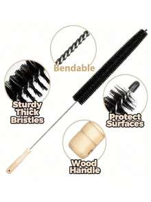 1 Piece Of Washer & Dryer Vent Cleaning Brush With A Long Flexible Rod And Spiral Bristles - Collect Dust, Remove Detergent Residue, Prevent Blockage, Maintain Equipment Efficiency, Washing Machine Cleaning Tool, Tidy Up The Lint Trap, Ergonomic Handle Design, Sturdy Handle Structure - Black - View 5