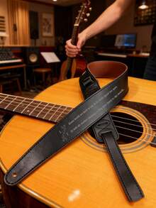 1pc Personalized Custom Guitar Strap With Laser-Engraved Text/Name, Leather Guitar Strap With Adjustable Leather Ends, Suitable For Guitars, Ukuleles, And Basses. An Ideal Choice For Guitar Players, Perfect For Instrument Storage, Gifts For Music Lovers, Personalized Guitar Accessories, Musician Gifts, Gifts For Mother's Day, Father's Day, Valentine's Day, And Christmas, Suitable For Men And Women, Friends, Anniversaries, And Birthdays, A Perfect Gift For Autumn And Winter. - Multicolor - View 7