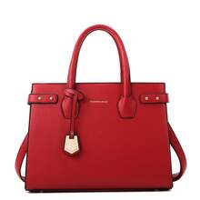 Women's Handbag Soft PU Leather Easy To Clean Large Capacity Simple Solid Color Handbag Business Bag Mom Bag Christmas Gift Bag - Burgundy - View 7