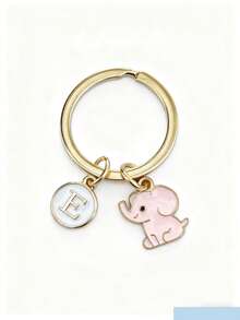 Personalized Elephant Keychain Gift For Boys - Pink and White - View 6