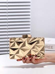 1pc Fashion Metal Hard Case Evening Clutch, Women Bride Luxury Elegant Refined Crossbody Bag, Suitable For Wedding, Party, Ball, Birthday Gift, Valentine's Day Gift, Dress Matching, Holiday, Prom Bag For Party
