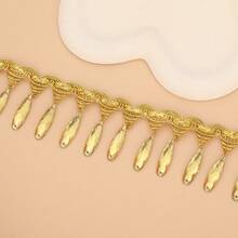 1 Yard Rhinestone Embellished Tassel Lace Satin Ribbon, 4.5cm Wide, Clothing Accessory - Multicolor - View 4