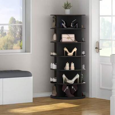 360° Rotating Shoe Rack Tower, Independent 360° Shoe Storage Slouchy Susan, Bag Display Rack, Elegant Circular Rotating Carousel, Tidy And Stylish Shoe Storage Solution