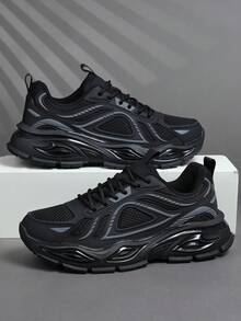 Fashion Casual Men's Shoes,Classic Stylish Men Sports Shoes Lace-Up Running Shoes,Personalized Men Sneakers Street Casual Shoes - Black - View 4