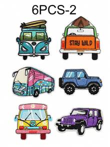 1 Set Of 3/6pcs Multicolor Pink Car Pickup Embroidery Patches Truck Driver Iron On Patches Sew DIY Clothing Accessories Cloth Stickers Suitable For Backpacks, Jeans, Jackets, T-Shirts, Hats, Dresses, Etc - Multicolor - View 22