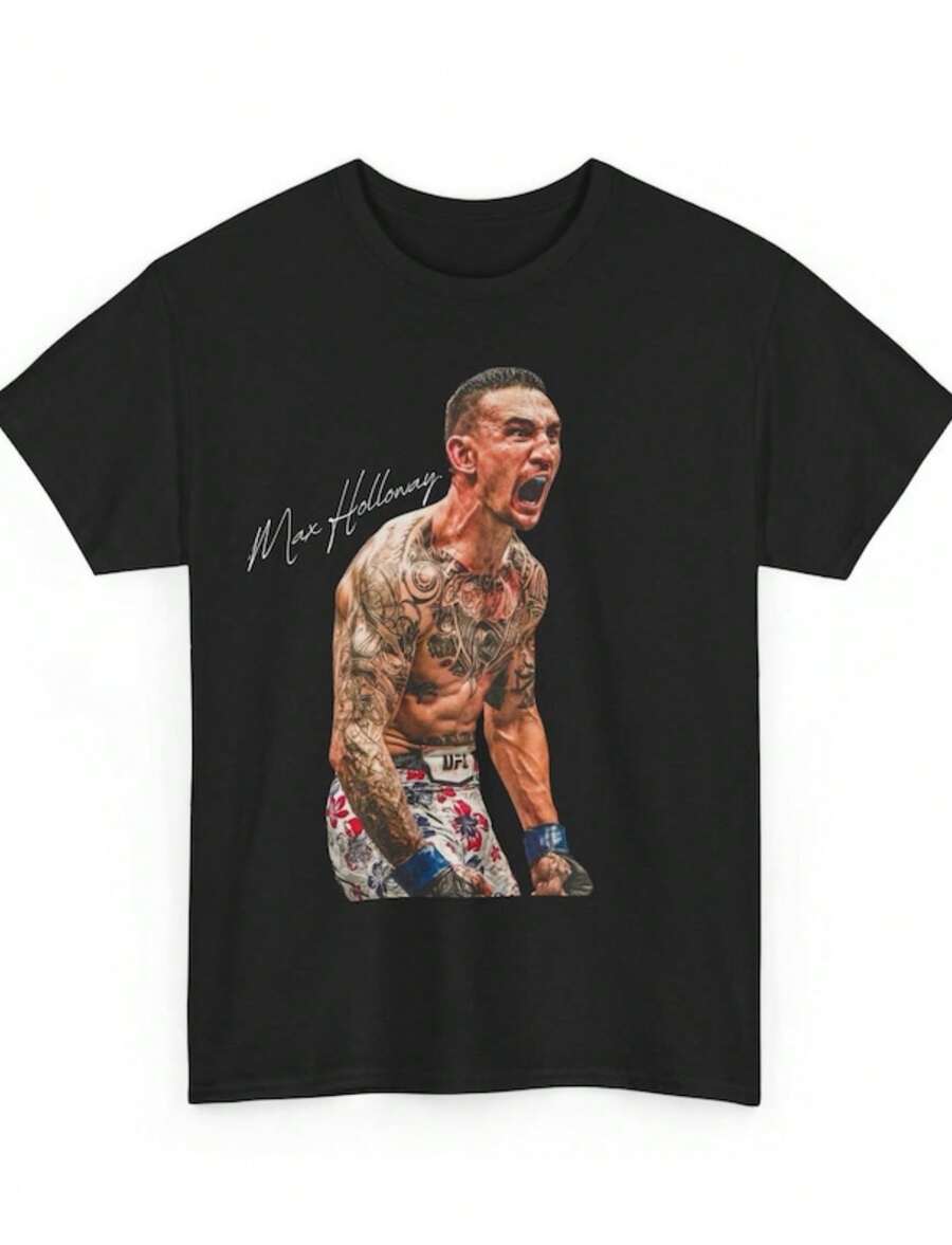Max Holloway Vintage Shirt - Bootleg Vintage High Quality Tee MMA UFC Fighter - 黑色 - 查看 1