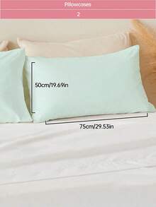 HONEY MOON 2pcs Soft & Breathable Solid Color Pillowcase, Envelope Closure, Wrinkle Resistant, No Filling - Fits T/F/Q/K Size Home & Dorm, OEKO-TEX Certified, Light Green - Light Green - View 10