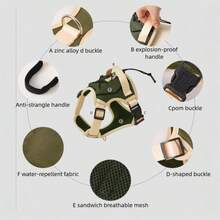 حزام كلب تكتيكي للأنواع الكبيرة ثقيل الوزن مضاد للسحب، قابل للتعديل، مناسب لكلاب الراعي الألماني والأنواع الكبيرة، مناسب للمشي والتدريب والصيد، خفيف الوزن ومنفذ للهواء، توزيع قوة علمي للمحيط الكامل