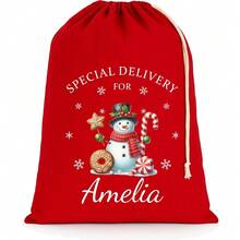 Personalised Christmas Santa Sack With Custom Name - Extra Large - Red - 75x49cm - Penguin - Red - View 10