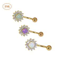 1 chiếc khuyên rốn lấp lánh bằng thép không gỉ 316L 1.6x11mm đính đá Rhinestone nguyên khối bán buôn - Móng rốn (1 cái) - Xem 4