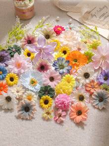 50/100/200 pezzi Teste di fiori artificiali, fiori sintetici di piccole/medie/grandi dimensioni, mini fiori finti, fiori di margherita, adatti per matrimoni, artigianato, decorazione della casa, feste e altro ancora - Multicolore - Visualizzare 4
