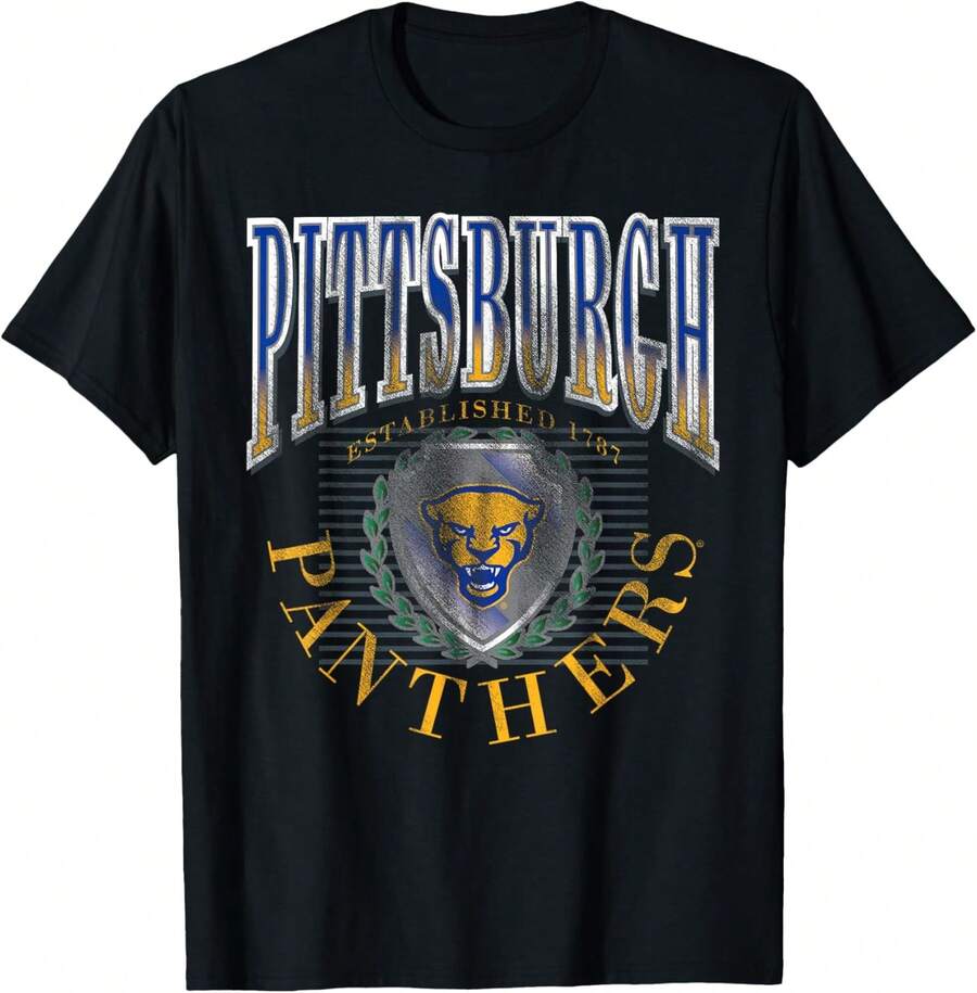 Pittsburgh Panthers Vintage Emblem 90's Black T-Shirt - màu đen - Xem 1