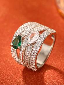 1 Chiếc nhẫn Cubic Zirconia lấp lánh dành cho nữ, quà tặng tiệc cưới, đính hôn, ngày lễ tình nhân - 1 # - Xem 4