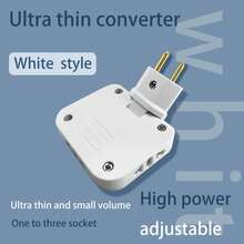 3 Way European Plug Foldable Power Wall Plug Adapter, 180 Degree Rotating 3 Way AC Outlets Wall Outlet Extender Adapter, 2-Prong Plug Adapter For Home And Travel- White