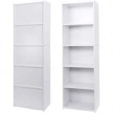 5-Tier Open Bookcase And Bookshelf, Open Storage Shelf, Freestanding Display Storage Shelves Tall Book Shelf For Bedroom, Living Room And Office (White) - 白色 - 查看 6