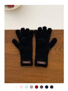 1 Set Elegant Floral Pattern Scarf And Fingerless Gloves, Narrow Long Scarf And Warm Knitted Mittens, Suitable For Autumn/Winter, Commuting, Students - [Gloves] Brown Leather Label With Small Flower - View 16