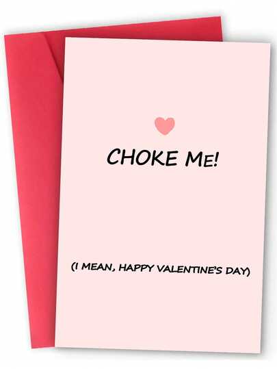 1pc Funny Valentine's Day Greeting Card. High-Quality Paper. Humorous Valentine's Day Blessing: "Strangle Me." An Ideal Gift For Your Partner On Valentine's Day. Valentine's Day Card (12cm/4.7in X 17cm/6.7in)