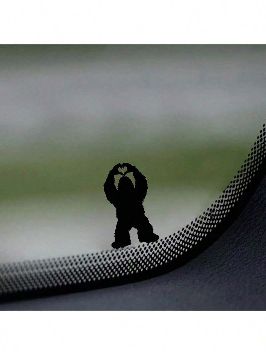 Tiny Bigfoot Heart Hands Vinyl Car Decal Sasquatch Hidden Sticker Rearview Mirror Accessories Waterproof Durable Automotive