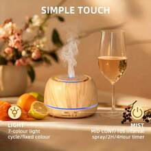 1个300毫升木纹香薰精油加湿器，带遥控器和7色LED灯，4档定时，USB供电，适用于卧室、家庭、办公室。 - USB - 查看 5