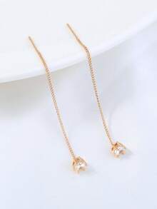 Nooxian 一对微镶嵌锆石吊坠穿孔流苏耳环 - 金黃色 - 查看 8