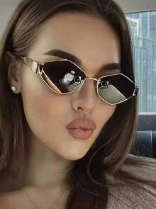 Set de 2 gafas de moda con montura de metal ovalada, estilo vintage retro, adecuadas para uso diario, playa, viaje, fotografía callejera y personalizado, unisex - Diamante gris dorado + redondo gris dorado - Ver 4