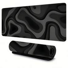 1 Piece Extra Large Gaming Desk Mat And Mouse Pad - Black Gray Swirl Design, Non-Slip Surface, Extended Keyboard Coverage, Fiber Rubber Base, Suitable For PC/Office/Home Computer Desk Mat, For PC, Laptop And Gaming Devices (Marble Texture, Rectangular) - Multicolor - View 2