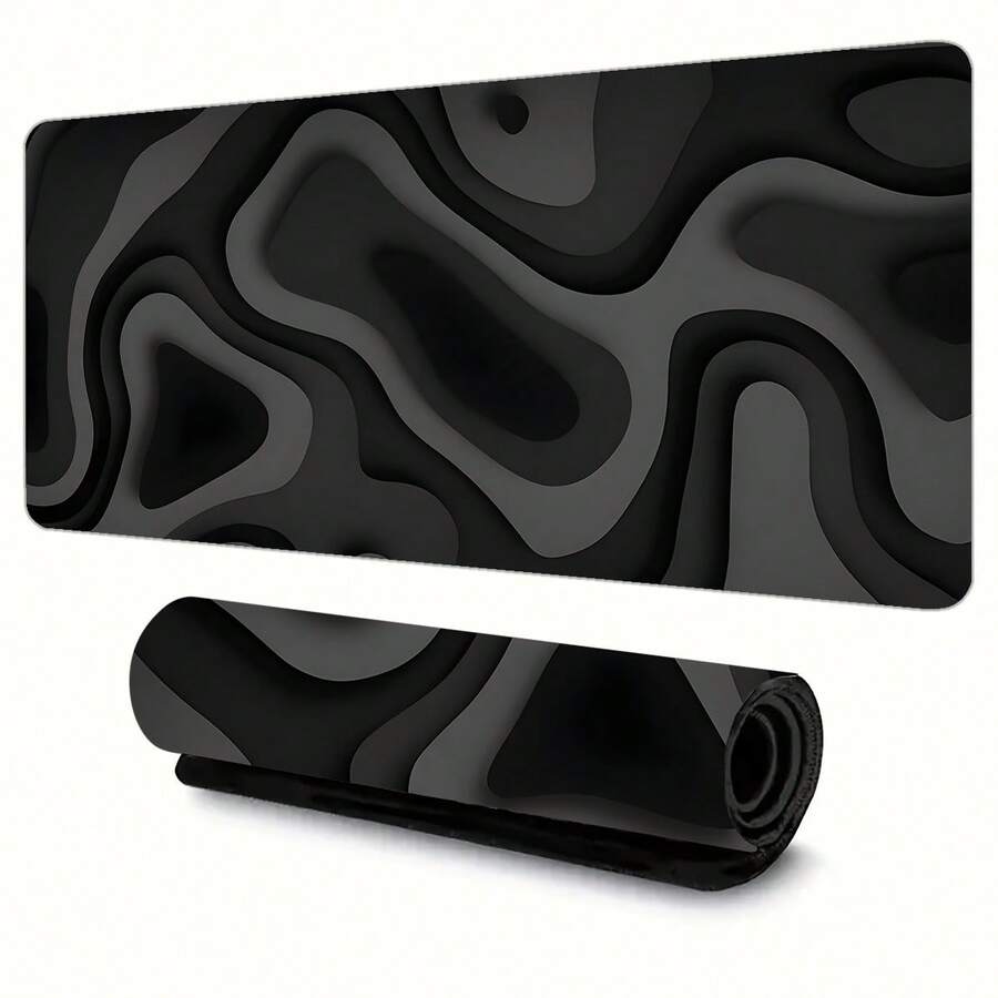 1 Piece Extra Large Gaming Desk Mat And Mouse Pad - Black Gray Swirl Design, Non-Slip Surface, Extended Keyboard Coverage, Fiber Rubber Base, Suitable For PC/Office/Home Computer Desk Mat, For PC, Laptop And Gaming Devices (Marble Texture, Rectangular)