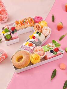 1pc 0-9 Numeric Shaped Tray, Numeric Dessert Tray, DIY Food Tray, 0-9 Fruit Cookie Candy Filling Box, Cupcake Display Stand, Suitable For Wedding Anniversary, Birthday, Graduation, Birthday Party, Family Gathering, Bridal Shower, Handmade - Multicolor - View 3