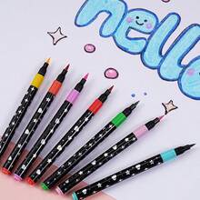 Set da 12/24/36/48 gessetti glitterati a doppia testina e doppio colore, marcatori fluorescenti, set di pennelli ad acquerello, versione standard, penne ad acquerello, set di pennarelli acrilici, regalo ideale per Natale, Capodanno e San Valentino, apri una nuova esperienza di creazione artistica luminosa - Multicolore - Visualizzare 9