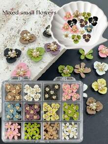 KIRAME 60-Piece Nail Art Alloy Flower Embellishments Kit,Nails Salon,Nail Supplies,Christmas Nails,New Year,Festival Gift