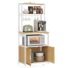VASAGLE Scaffale Cucina con Prese, con Piano Alto 90 cm, Scaffale per Microonde con 8 Ganci, 40 x 60 x 170 cm, Rovere Dorato e Bianco Nuvola - Quercia dorata - Visualizzare 7