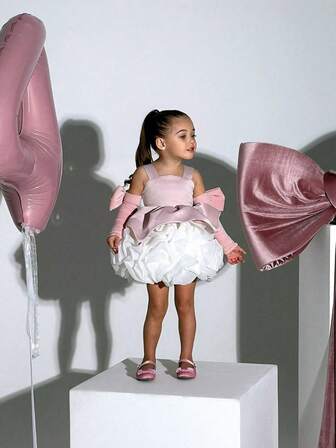 Vestido de fiesta de princesa con volantes de tul y moño para niñas, adecuado para cumpleaños de niños, bodas, niña de las flores, baile de graduación, celebraciones festivas