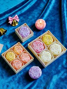 玫瑰造型香氛蜡烛套装，天然大豆蜡烛，营造浪漫氛围，适用于婚礼、情人节、周年纪念日、节日、婚礼回礼、家居装饰、情人节装饰、餐桌摆饰、酒店装饰，是送给朋友、家人、爱人和伴侣的最佳礼物 - 彩色 - 查看 10