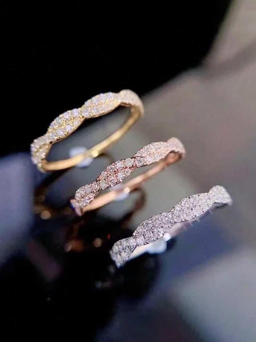 1 Pc Pretty Cubic Zirconia Ring For Women For Wedding Engagement Anniversary Party Jewelry Valentine's Day Gift - 1# - View 1