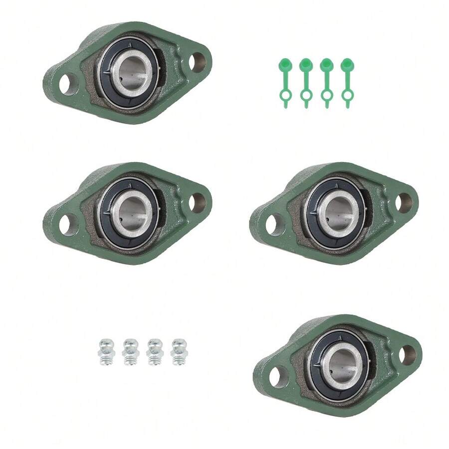 4Pcs UCFL204-12 Pillow Block Bearing 3/4 Inch Bore Pillow Block Bearings Bearing Steel 2 Bolt Self Alignment - Green - View 1