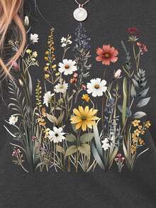 Damen Lässig Kurzarm Rundhals T-Shirt