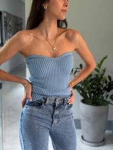SUMMER STRAP-ON BLOUSE KNITTED MODAL NEW COLLECTION - Baby Blue - View 2