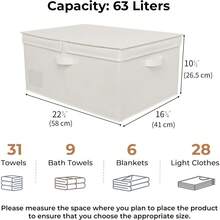 Fabric Storage Box With Lid Large Storage Box For Shelves Decorative Storage Basket Organizer Foldable Cloth Storage Bin With Lids For Wardrobe Organizing Clothes Extra Large White - YellowWhite - View 3