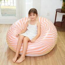 1 pieza Sofá para niños de exterior, silla de camping portátil y fácil de almacenar, sillón reclinable multifuncional, sofá perezoso a rayas naranja, adecuado para diversas ocasiones - Naranja - Ver 7