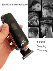 Kemei Electric Beard Hair Trimming & Shaver For Men Fashion Design Graffiti Men's Personal Hair Trimming For Daily Use, Portable Shaver & Hair Trimmer Sideburn Hair Trimming & Removing, T-Blade Hair Trimmer, Christmas Gift For Men, Bald Head Removing, New Year Hair Trimming - Multicolor - View 8